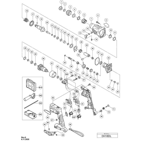 Main Assembly for Hikoki DH18DL