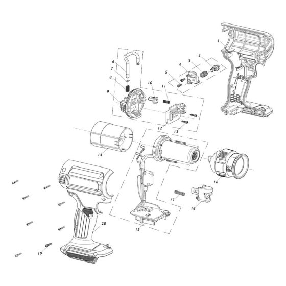 Makita DHG180 Heat Gun Assembly