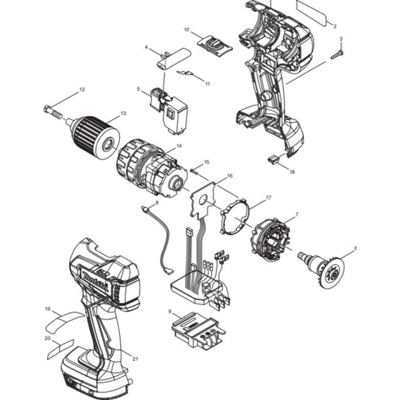 Main Assembly for Makita DHP459RFE