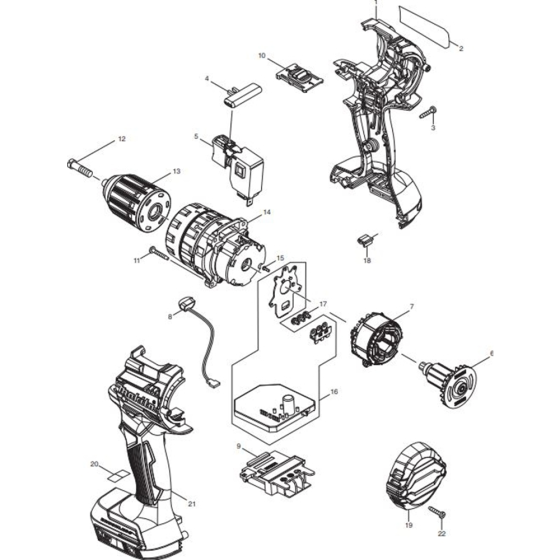 Main Assembly for Makita DHP484RTJ