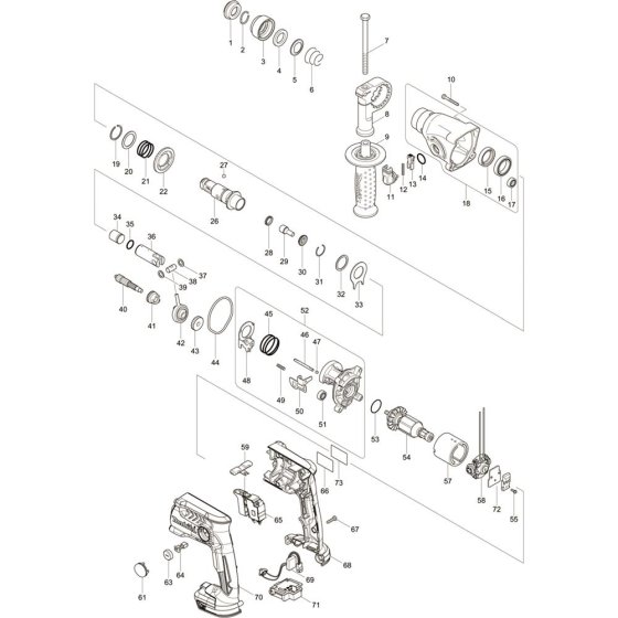 Makita DHR165ZJ Main Assembly