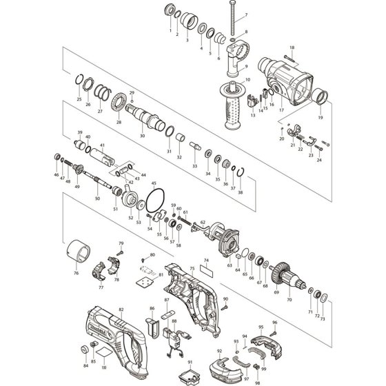 Main Assembly for Makita DHR241RMJ