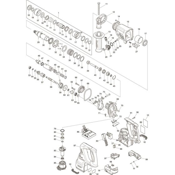 Main Assembly for Makita DHR243RMJ
