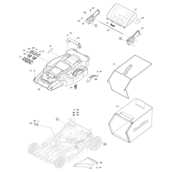 Cover Assembly for Makita DLM480