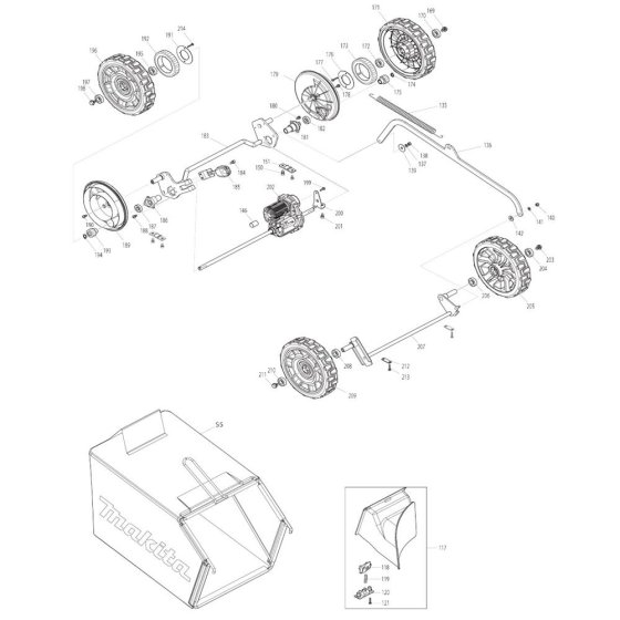 Grass Catcher & Wheel Assembly