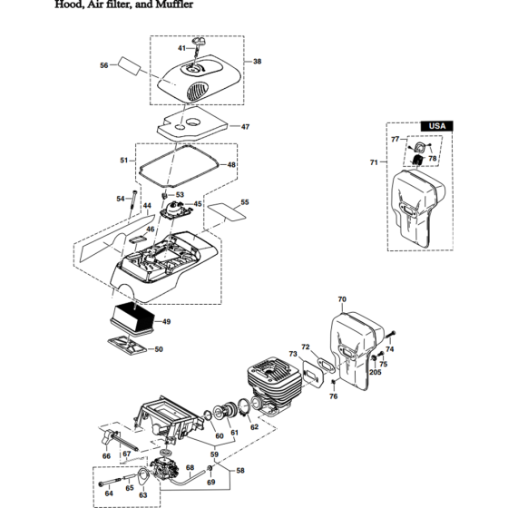 Hood, Air Filter & Muffler Assembly