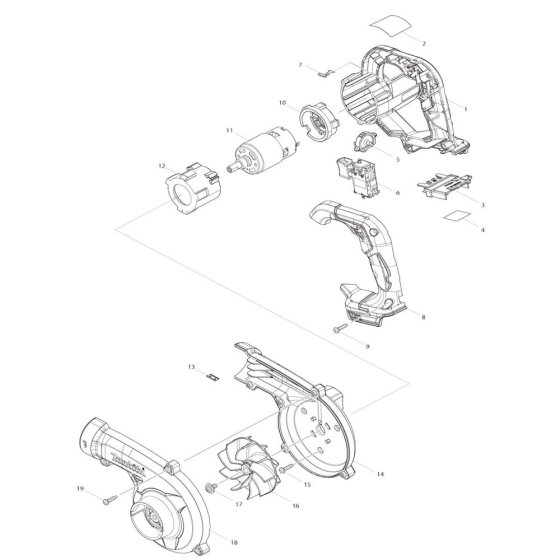 Makita DUB186 Blower Assembly