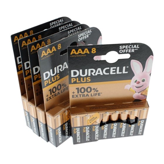 Duracell AAA Cell Plus Power +100% Batteries (Pack of 40)