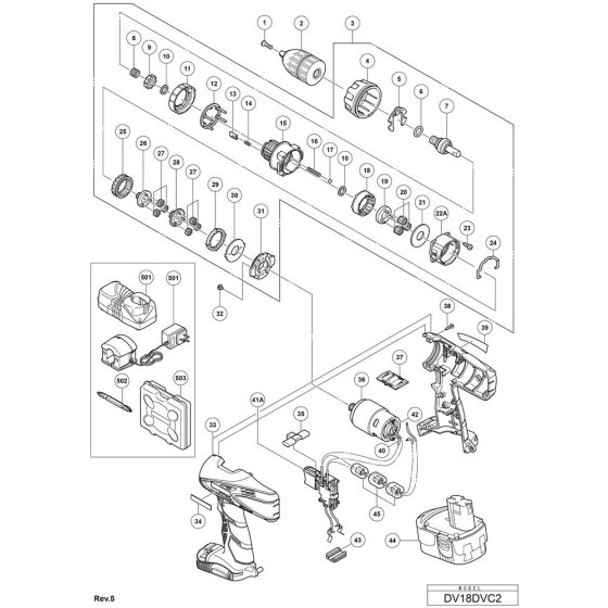 Main Assembly for Hikoki DV18DVC2