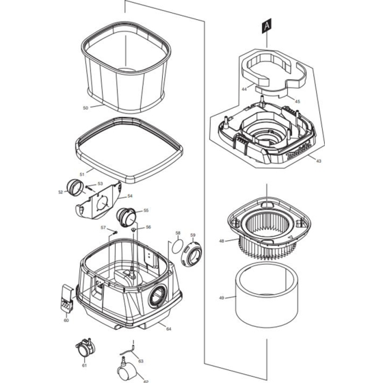 Main Assembly for Makita DVC864LZ