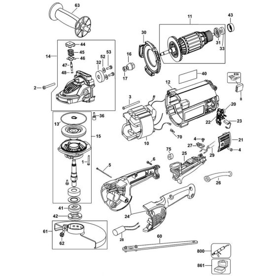 DeWalt DWE492S Main Assembly