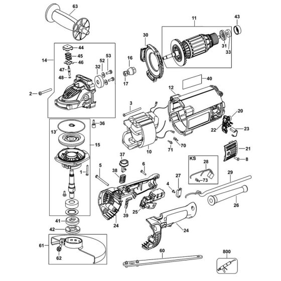 DeWalt DWE493 Main Assembly