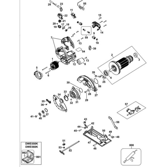 Main Assembly for DeWalt DWE560