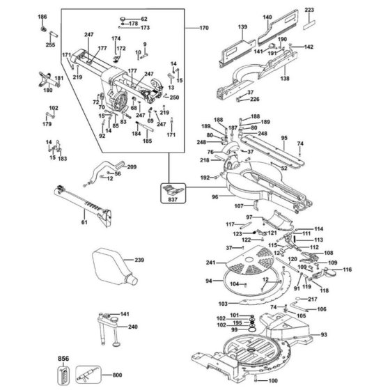 Base Assembly for DeWalt DWS780