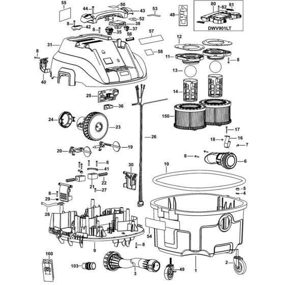 Main Assembly for DeWalt DWV901L