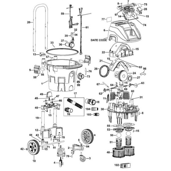 Main Assembly for DeWalt DWV902L