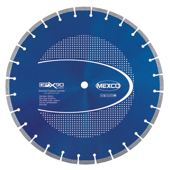 Mexco 400mm Concrete X90 Grade 20mm Diamond Blade Bore