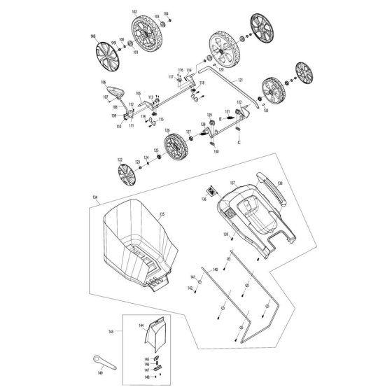 Grass Catcher & Wheel Assembly