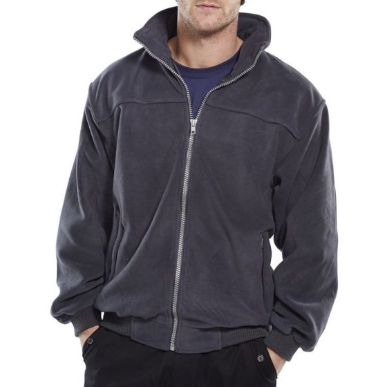 Endeavour Fleece Jacket Full Front Zip Knitted Waistband/Cuffs Grey SML