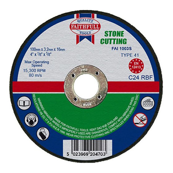 Cut Off Disc for Stone 100 x 3.2 x 16mm by Faithfull