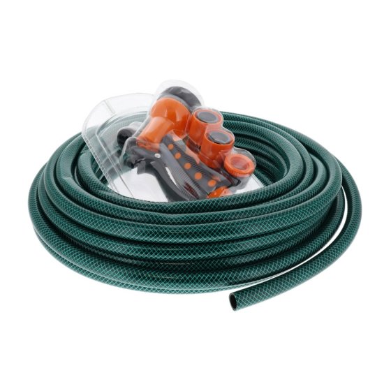 PVC Garden Hose 15m with Fittings & Spray Gun - FAIHOSE15AV