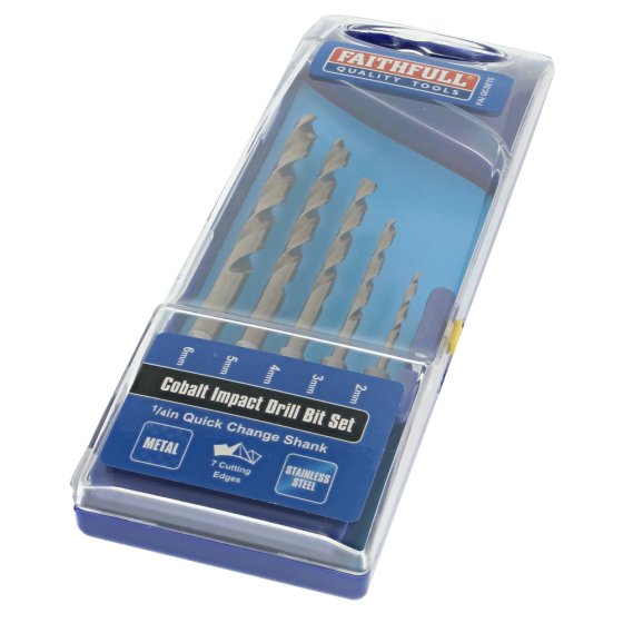 HSSE M35 Cobalt Quick-Change Impact Drill Bit Set, 5 Piece