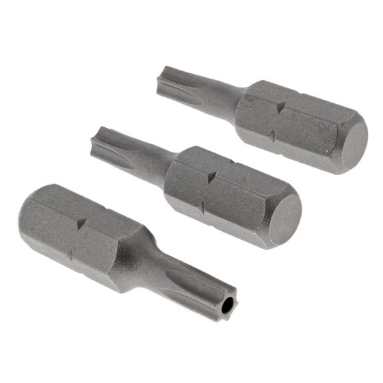TORX (Star) Head Security S2 Grade Steel Screwdriver Bits T20S x 25mm Pk 3