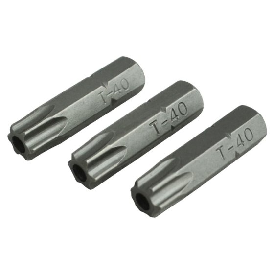 TORX (Star) Head Security S2 Grade Steel Screwdriver Bits T40S x 25mm Pk 3