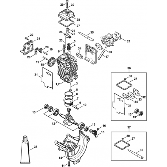 Engine 38mm Assembly for Stihl Edger