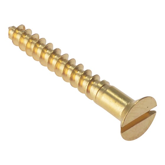 Wood Screw Slotted CSK Solid Brass 1in x 10 Box 200 by Forgefix - CSK110BR