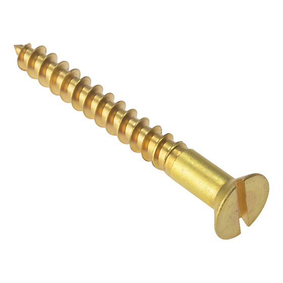 Wood Screw Slotted CSK Solid Brass 2.1/2in x 12 Box 100 by Forgefix - CSK21212BR
