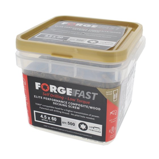 ForgeFast Decking Screws Reduced Head Tan 4.5x60 TORX T15 Tub 500
