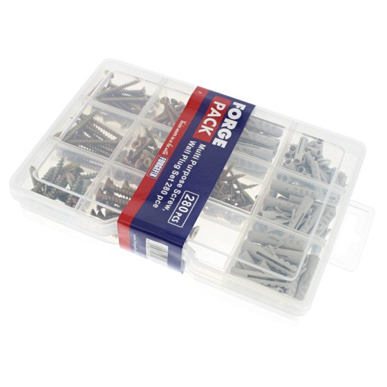 ForgePack 280 pcs Screw & Wall Plug Set
