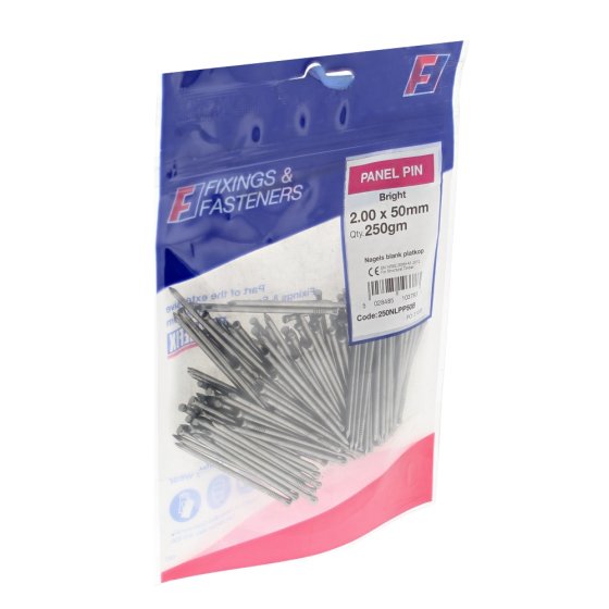 Forgefix Panel Pin Bright Finish 50mm Ideal L/weight tasks Bag Weight 250g