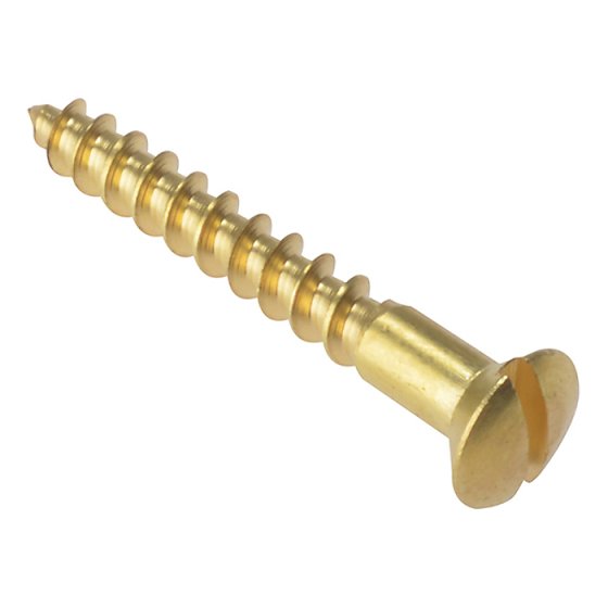 Wood Screw Slotted Raised Head ST Solid Brass 1.1/2in x 8 Box 200 by Forgefix - RAH1128BR