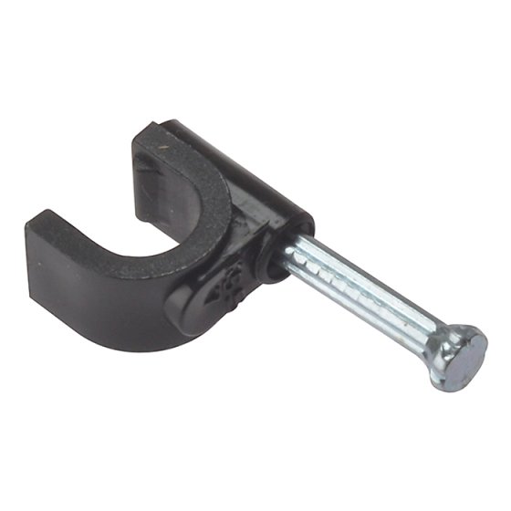 Cable Clip Round Coax Black 6-7mm Box 100 by Forgefix - RCC67B