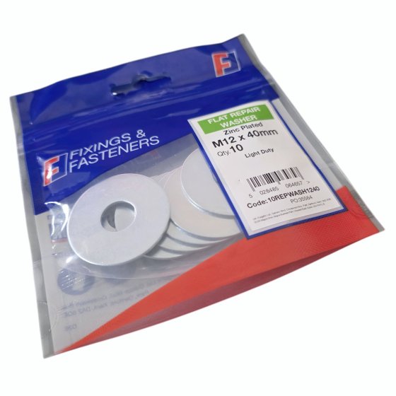 Flat Repair Washers ZP M12 x 40mm Bag 10 by Forgefix - 10REPWASH1240