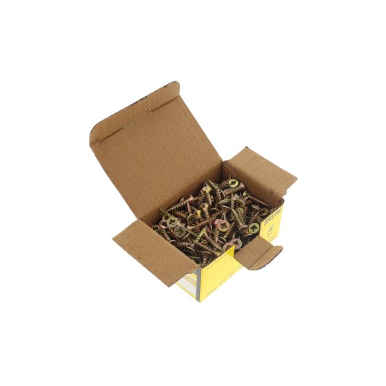 4.0 x 20mm Wood Screws PZ Compatible CSK ZYP Box 200 - Sawtooth Thread, Yellow Zinc Passivated