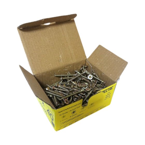 Spectre Screw PZ Compatible CSK ZYP 4.0 x 40mm sawtooth thread (Box 200)