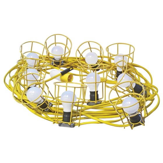 Festoon Lights 10 ES Bulbs 110V 22m Faithfull Power Plus