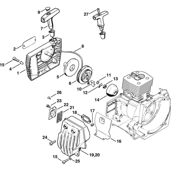 Rewind Starter & Muffler Assembly