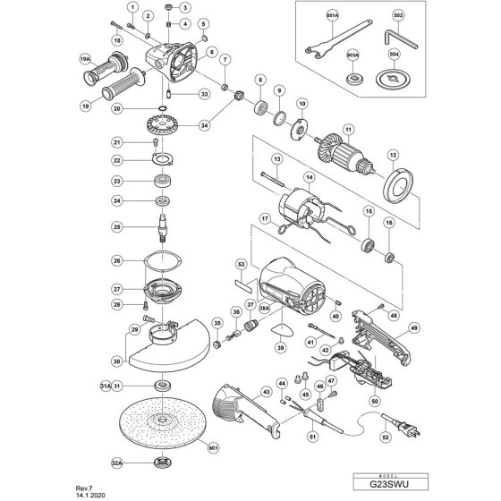 Main Assembly for Hikoki G23SWU
