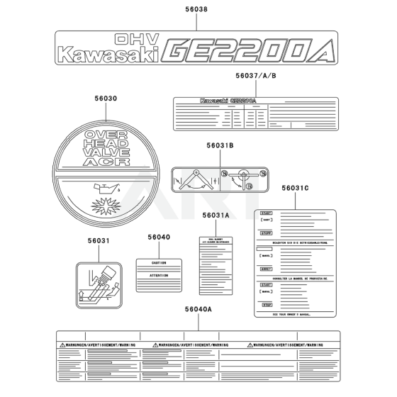 Kawasaki GE2200A Label