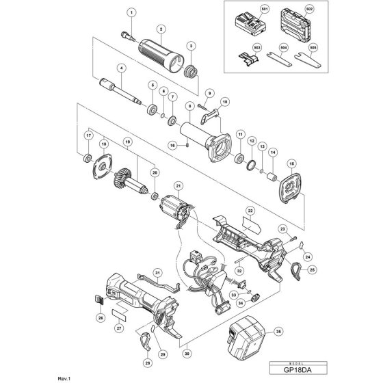 Main Assembly for Hikoki GP18DA