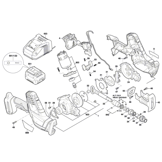 Bosch GSA 18 V-LI C Saw Assembly