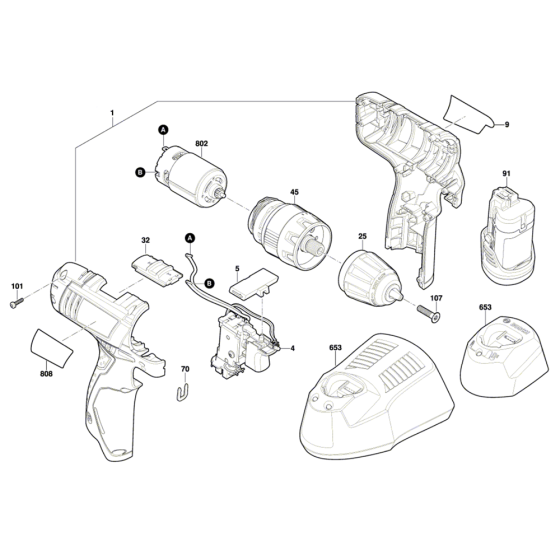 Bosch GSB 120-LI Drill Assembly