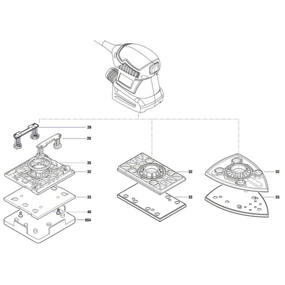 Bosch GSS 160-1 A Sander Assembly