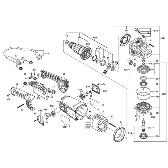 Bosch GWS 22-230 P Assembly