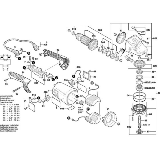Main Assembly for Bosch GWS 22-230 H