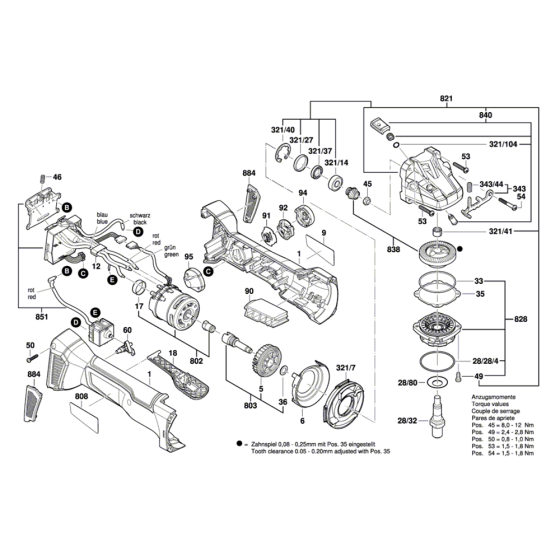 Angle Grinder Assembly for Bosch